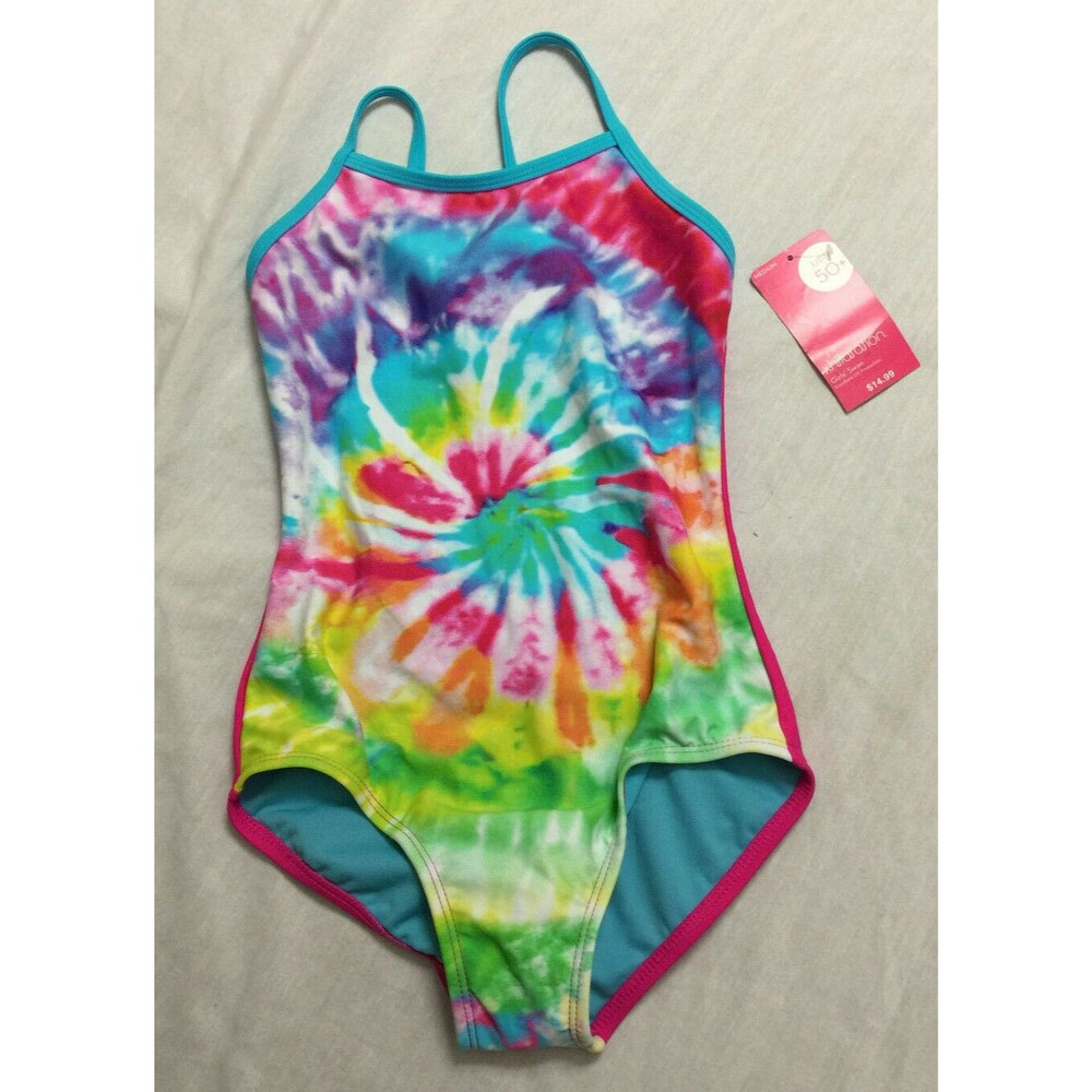 NWT XHILARATION UPF 50+ GIRLS SWIMSUIT ONE PIECE SIZE M 7-8